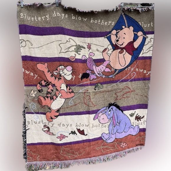 Disney's Winnie the Pooh Jacquard Woven Tapestry Throw Blustery Days